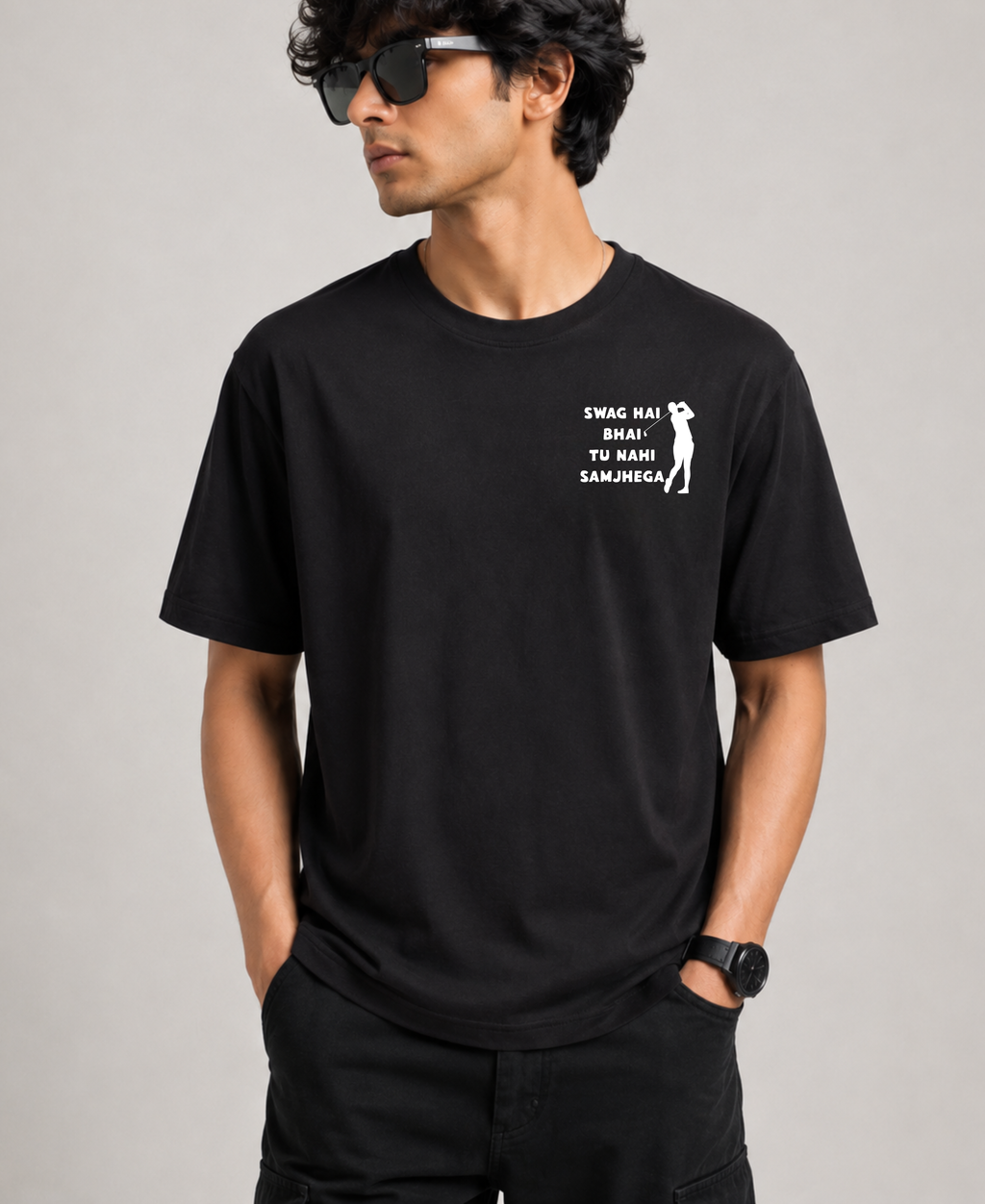 The Swag Code | Unisex stretch T-shirt | Gives you structured look | Black